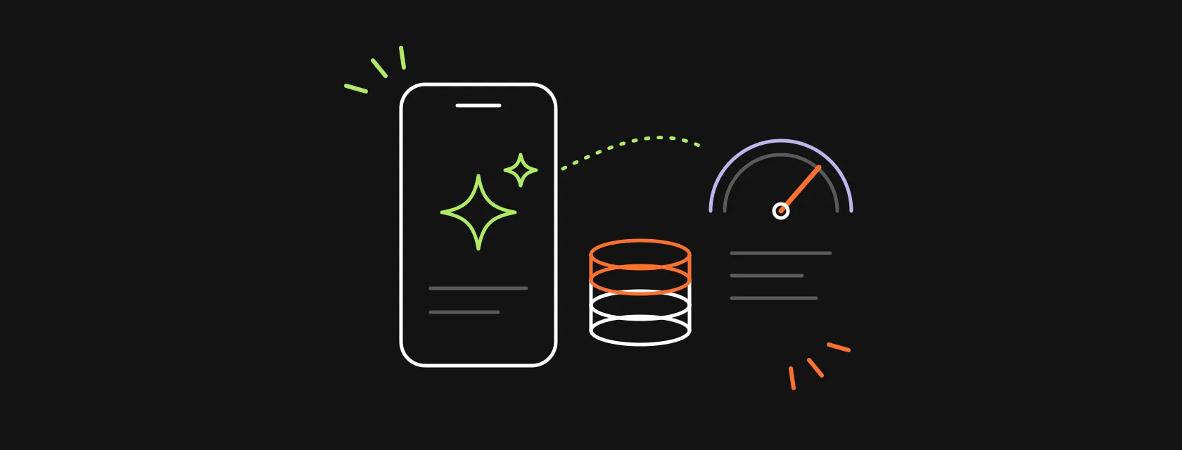 A phone with an AI spark, a stack of coins and a meter showing monthly usage cost
