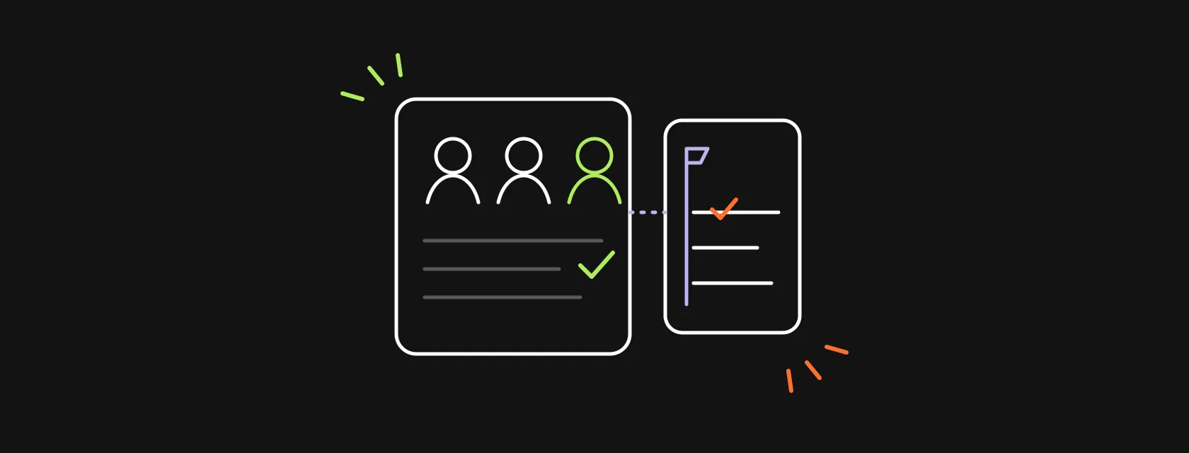 A team board where two new engineers plug into an existing team, with a checklist and a rising line