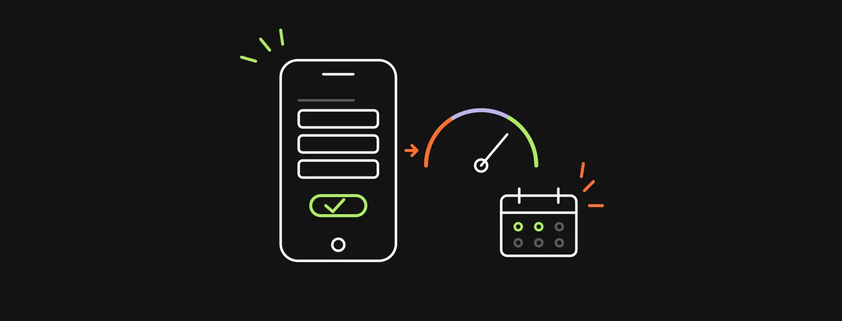 A phone with a loan application, a rising approval gauge and a payment calendar, illustrating the cost of building a lending app